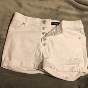 White Express High-Waisted Shorts
